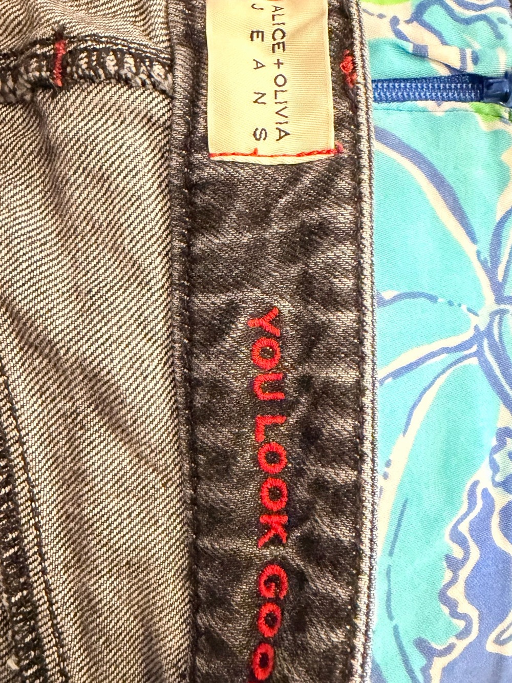 Alice + Olivia Washed Black Distressed Denim Mini Skirt - Picture 7 of 7